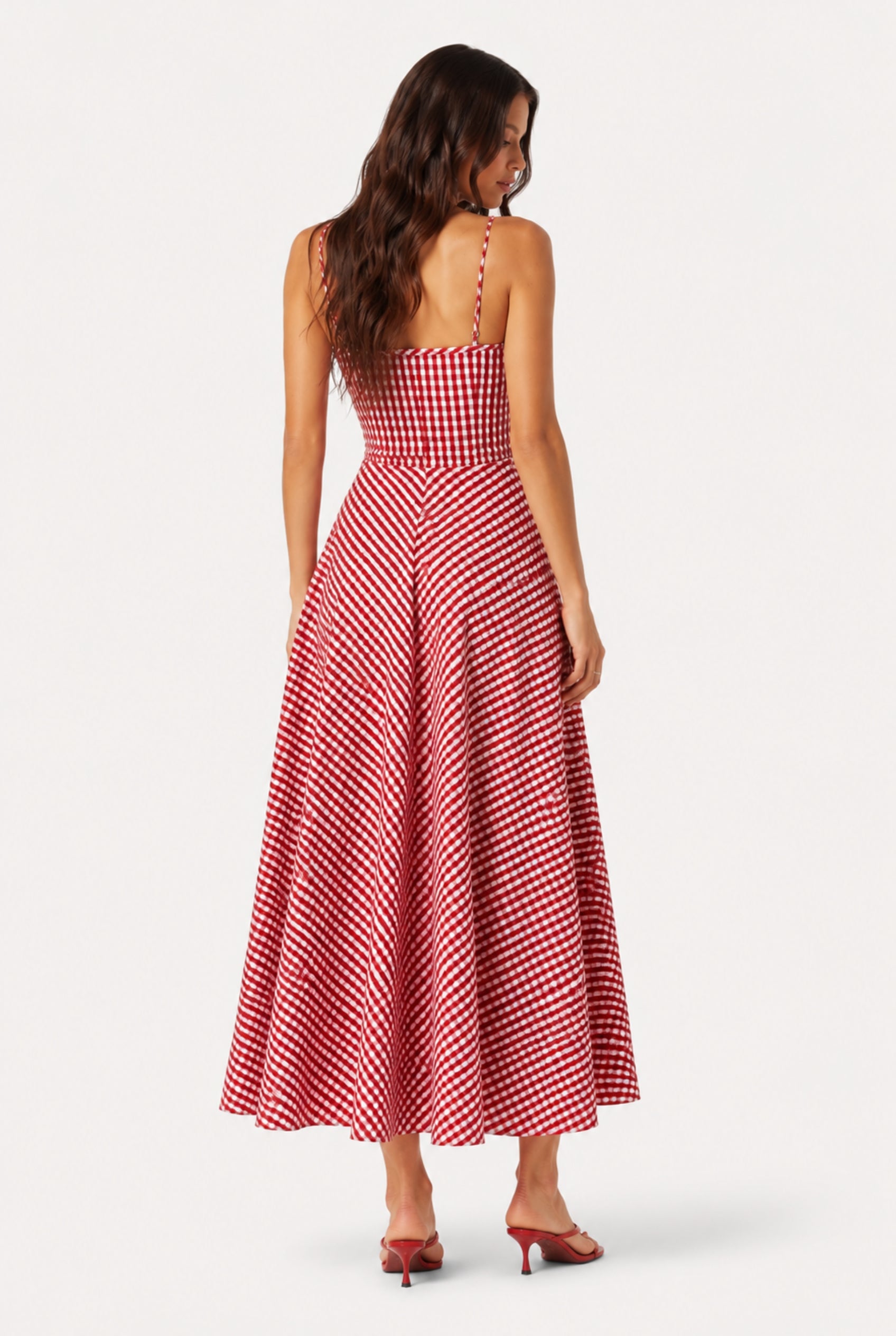Scarlet Gingham Midi Dress