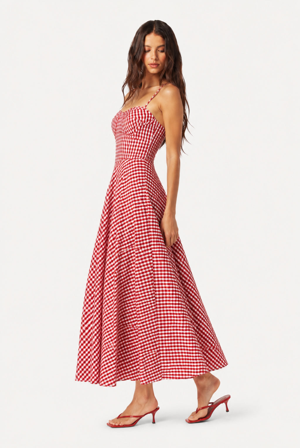 Scarlet Gingham Midi Dress
