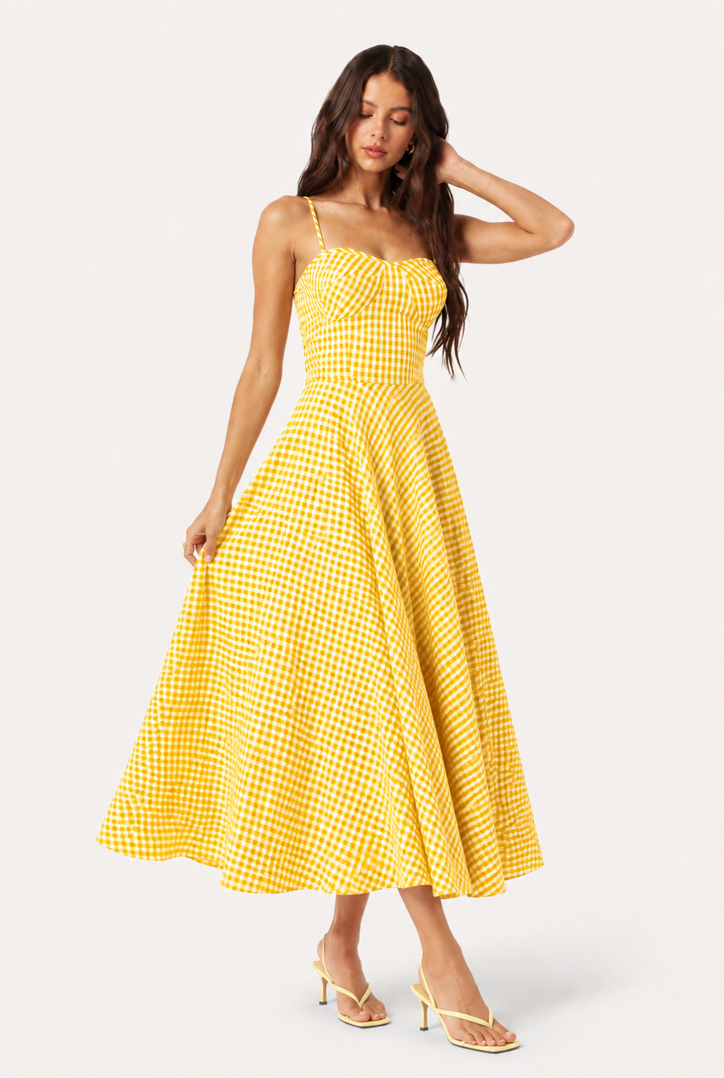 Scarlet Gingham Midi Dress