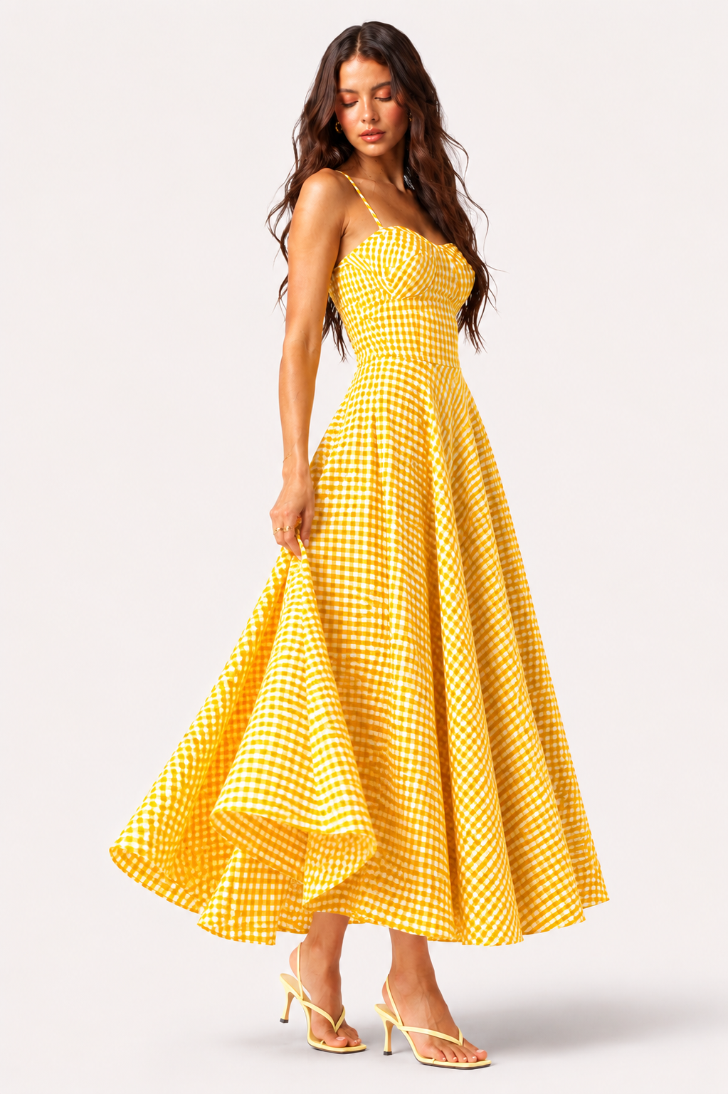 Scarlet Gingham Midi Dress