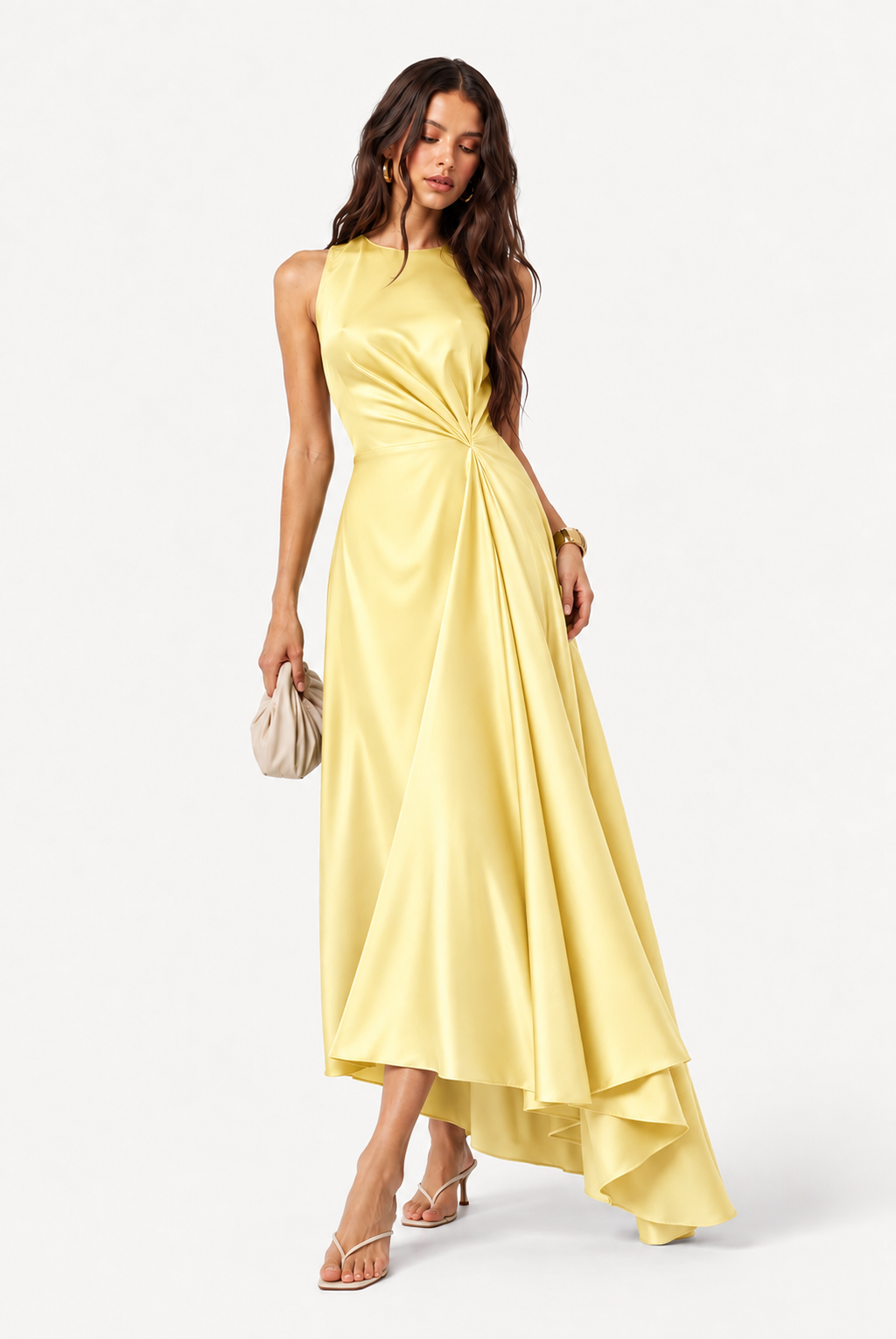 Solenne Twist Satin Maxi Dress