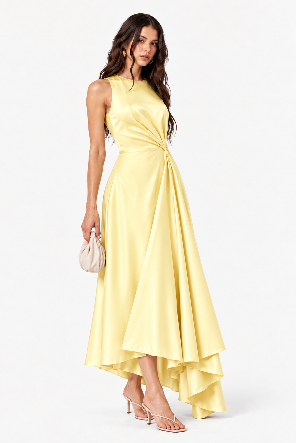 Solenne Twist Satin Maxi Dress