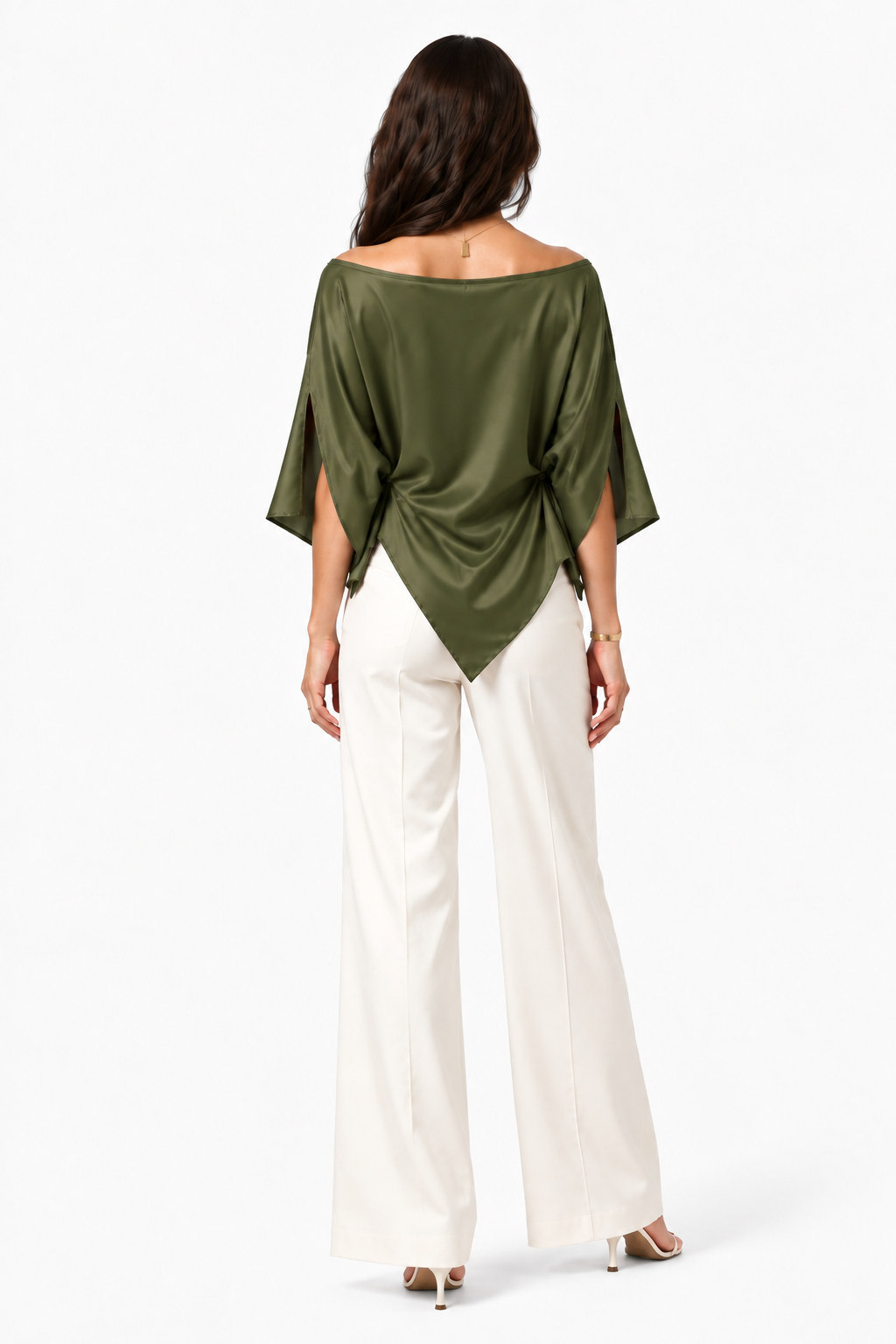 Olive Muse Draped Satin Top