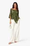 Olive Muse Draped Satin Top