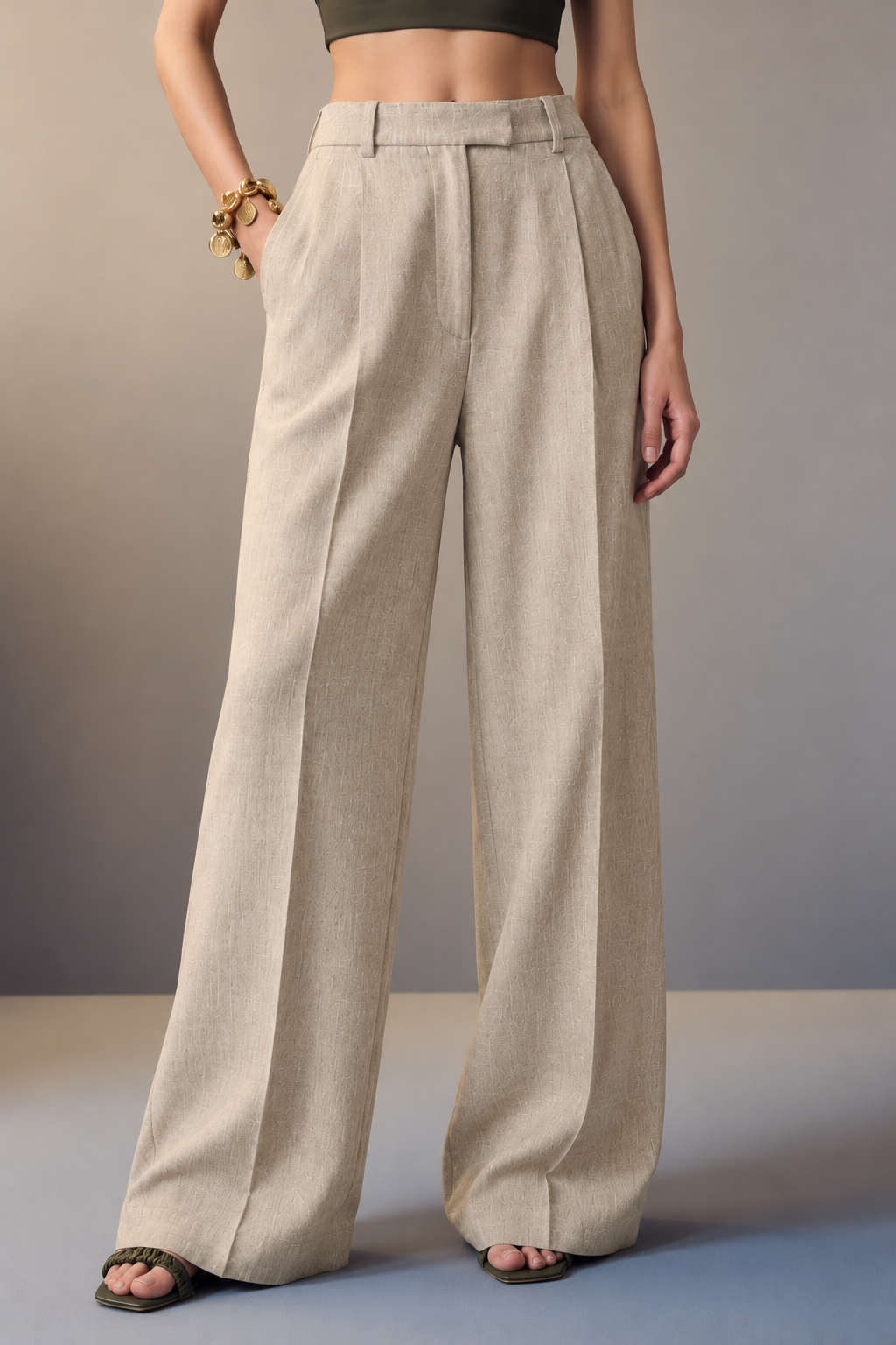 Oasis High-Waisted Wide-Leg Trousers