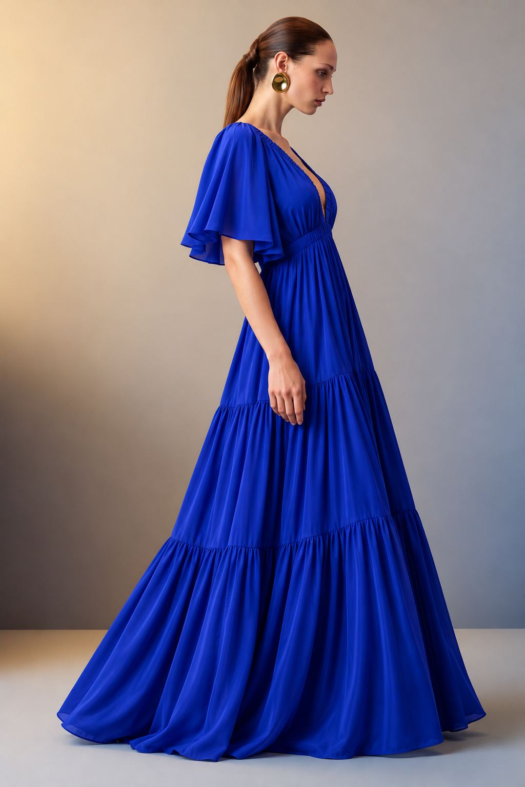 Bluesette Royal Blue Tiered Maxi Dress