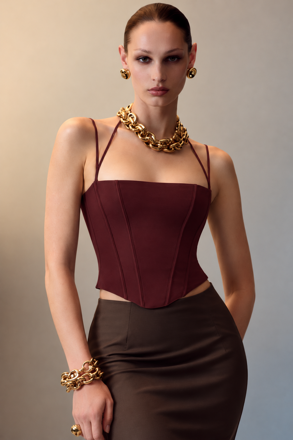 Wren Maroon Corset Top