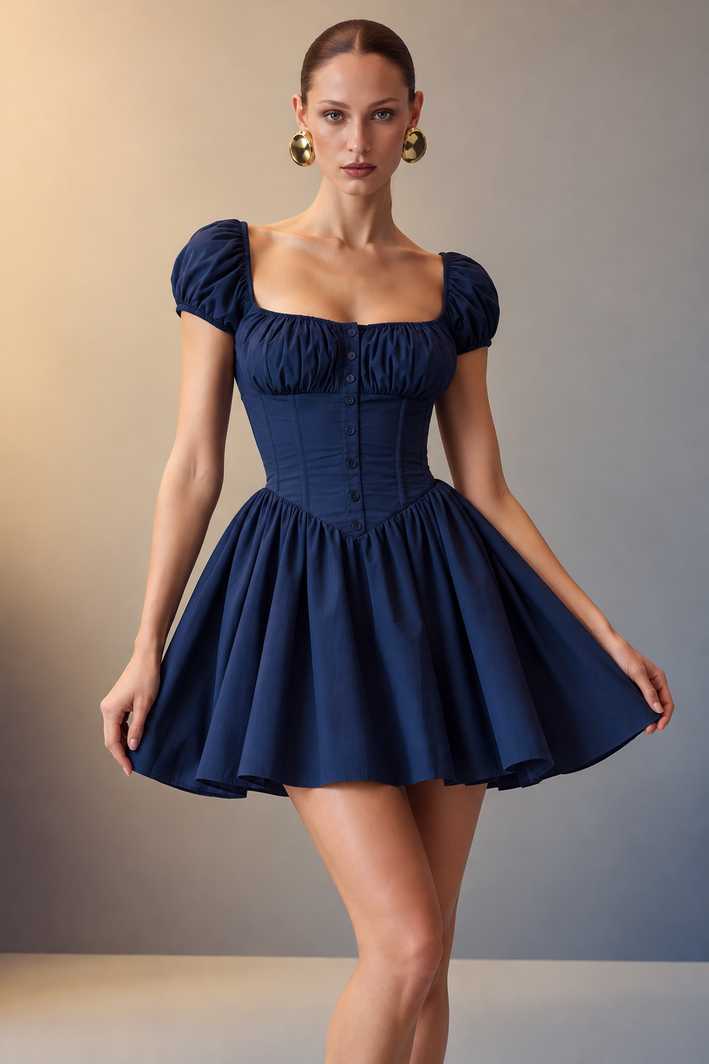 Ethereal Breeze Blue Corset Mini Dress