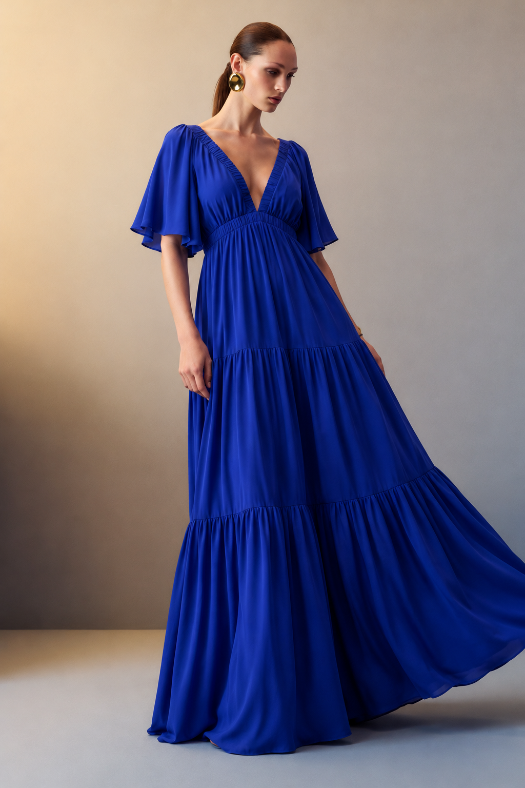 Bluesette Royal Blue Tiered Maxi Dress