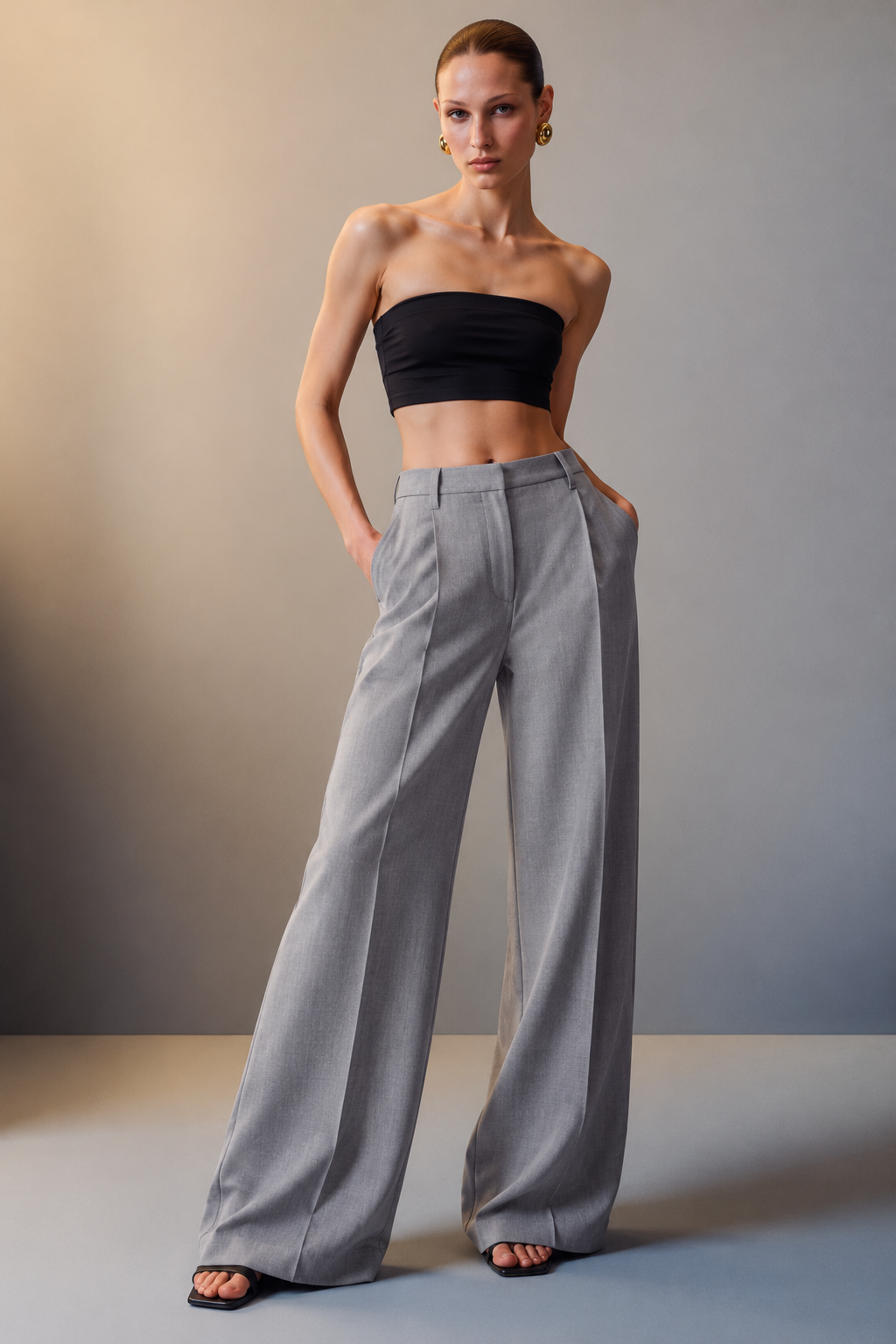 Oasis High-Waisted Wide-Leg Trousers