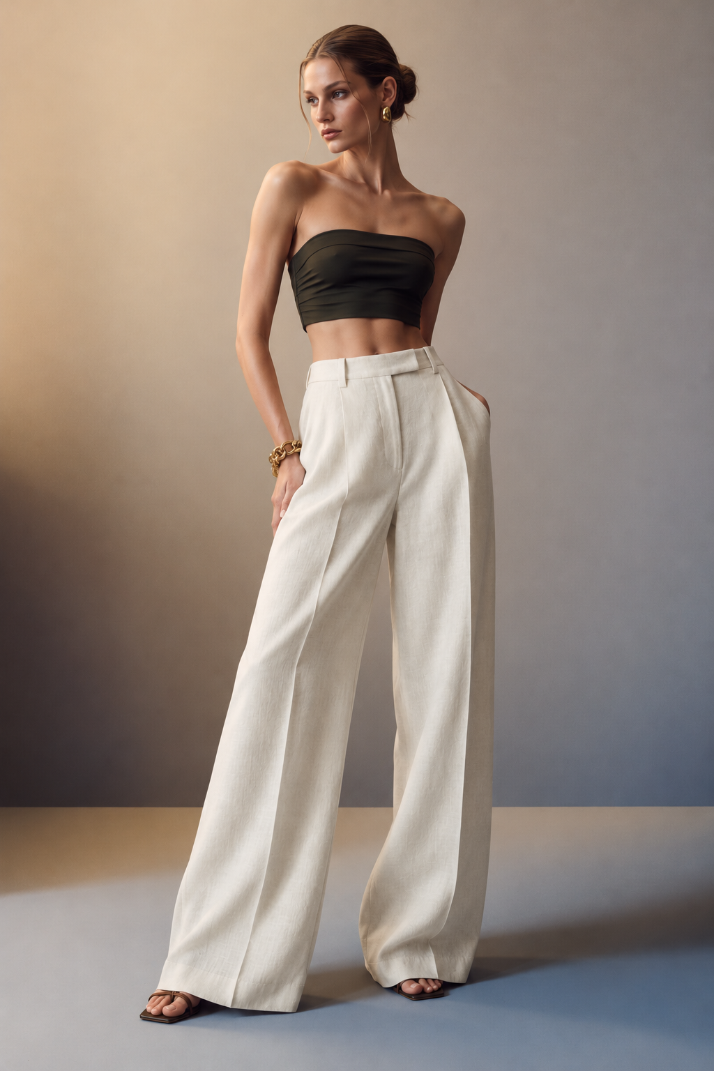 Oasis High-Waisted Wide-Leg Trousers