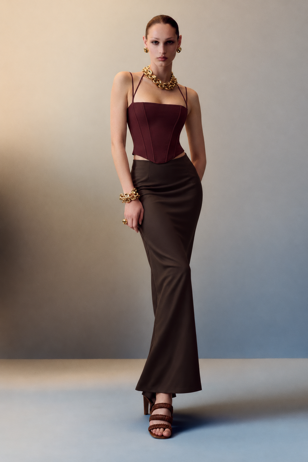Wren Maroon Corset Top