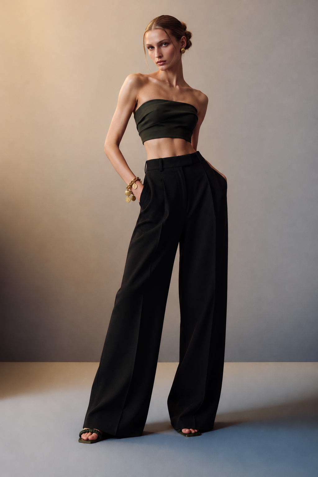 Oasis High-Waisted Wide-Leg Trousers