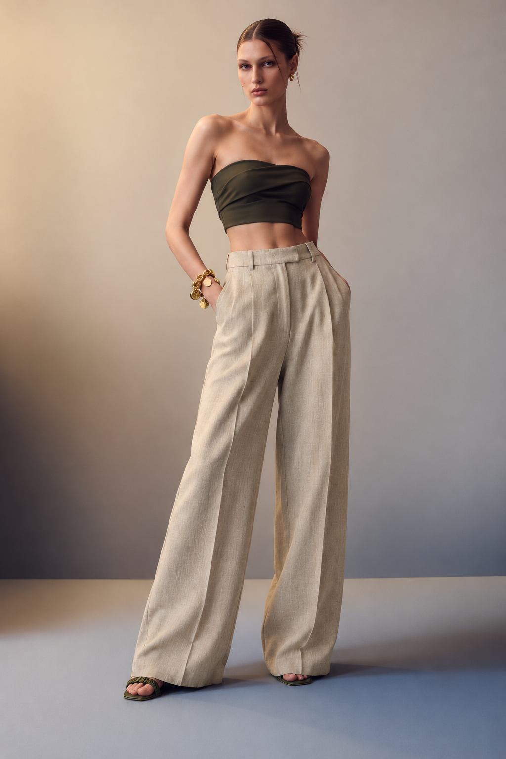 Oasis High-Waisted Wide-Leg Trousers
