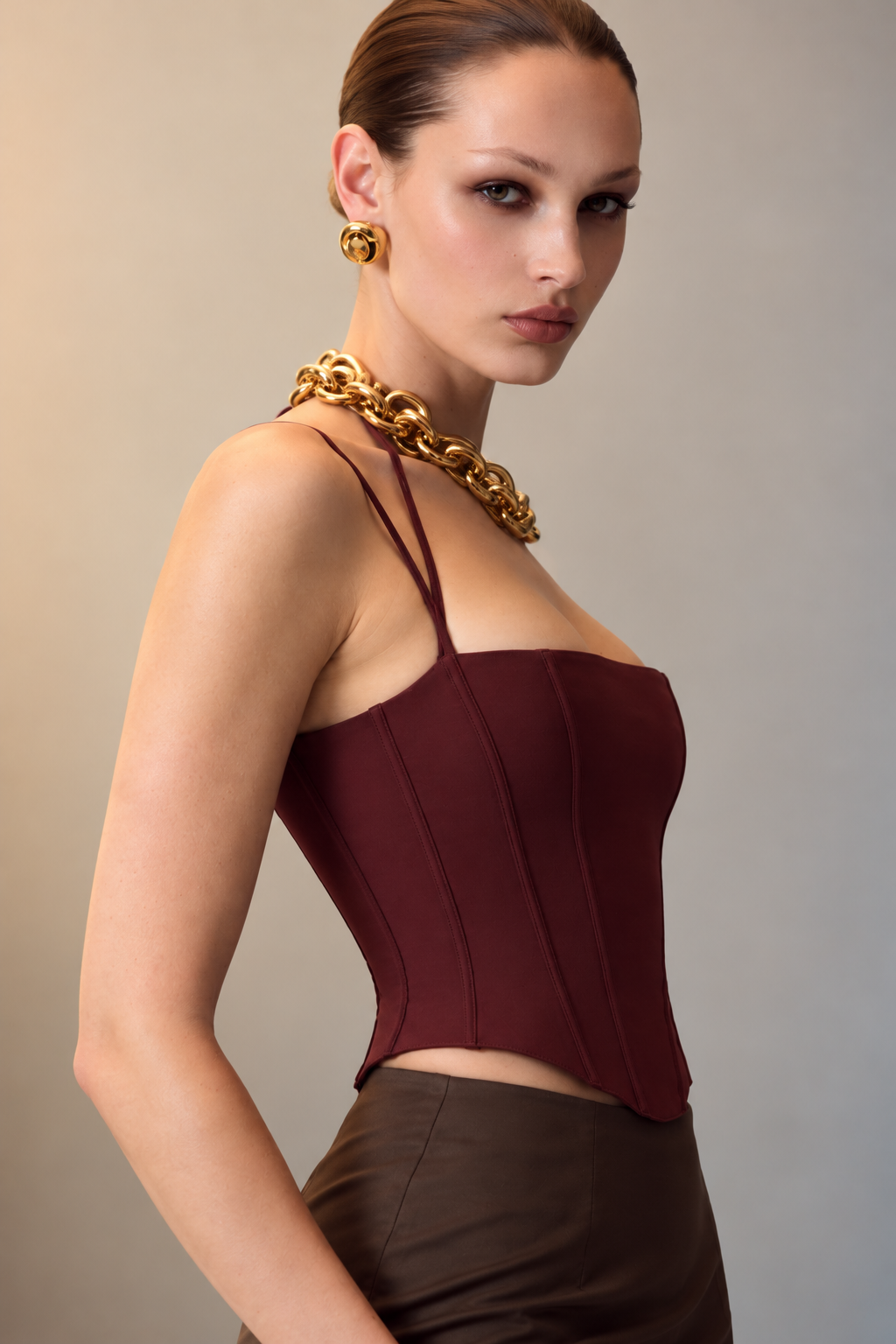 Wren Maroon Corset Top