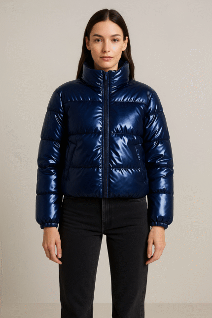 Midnight Puffer Jacket with Fur Lining