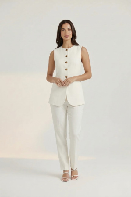 Vestique Long Waistcoat - White