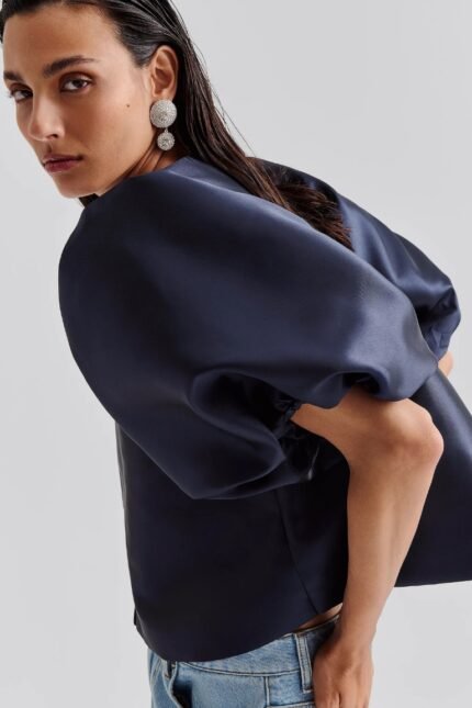 Quartz Balloon Blouse Ocean