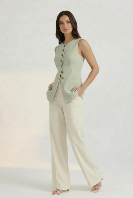 Vestique Long Waistcoat - Green
